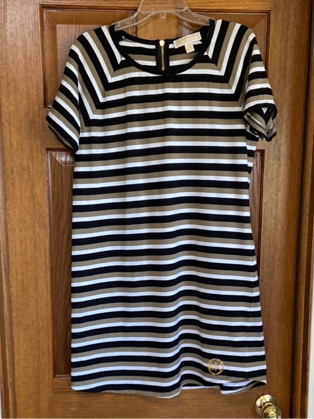 Michael Kors Striped Dress with Zipper Detail